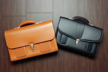 Canvas Print - a birds eye view of two briefcases side-by-side