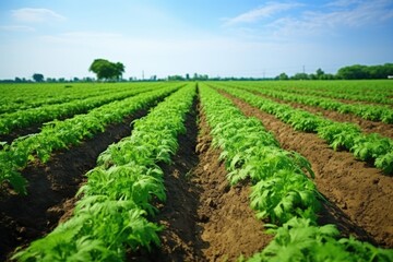 Wall Mural - plantation of genetically modified crops replacing wild greenery