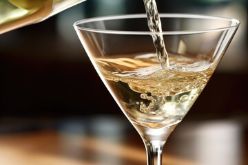 Wall Mural - close up shot of drink poured into a martini glass