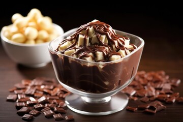 Sticker - grating dark chocolate on a mocha almond fudge sundae