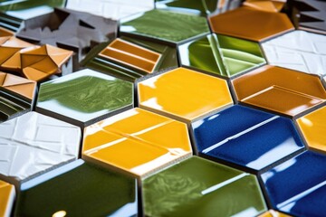 Poster - close-up of tiles in various stages of production