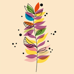 Wall Mural - Colorful flower design . Vector illustration in a minimalist style  with Riso print effect. Design element for advertising, posters, prints for clothing, banners, covers, children's products, websites