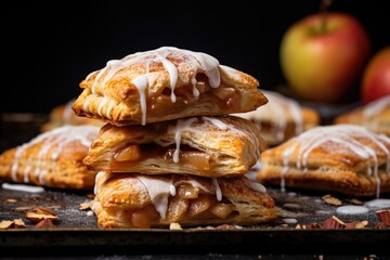 Poster - stack of baked apple hand pies on a baking sheet