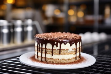 Canvas Print - a tiramisu pastry on a bakery shelf