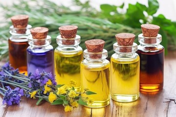 Sticker - essential oils in small glass containers used for soap crafting