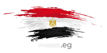 Egypt Flag. Brush Strokes, Grunge. Brush Painted Egyptian Flag On White Background. Vector Design, Template National Poster With Place For Text. State Patriotic Banner Of Egypt, Cover. Copy Space