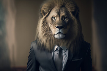 Wall Mural - The big lion in a suit getting ready to be king