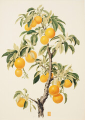 Wall Mural - Nature food ripe fruits fresh organic orange citrus tree green healthy