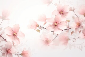 Beautiful soft floral background with dusty pink flowers on white background 