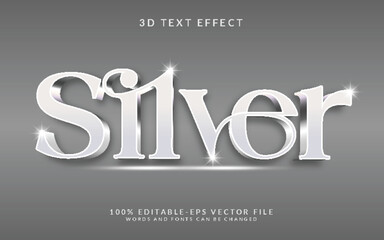 Silver 3D text Effect Fully Editable Vector or EPS