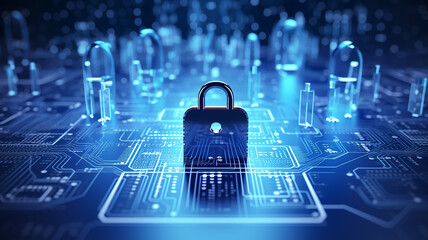Cyber security and protection of private information and data concept.