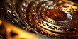 canvas print picture - Schöne goldene Spirale als Hintergrund für Druck und Internet Design Vorlage im Querformat für Banner, ai generativ