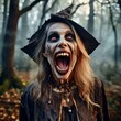 Portrait einer gruseligen Halloween Hexe