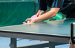 Close up of a table tennis player serving