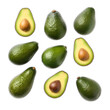 Avocados isolated on transparent or white background
