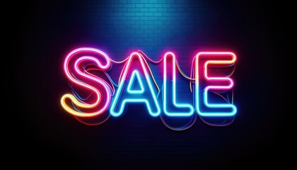 Wall Mural - Neon glowing color SALE shopping sign. 