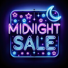 Poster - Neon glowing color shopping midnight sale sign. 