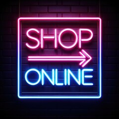 Poster - Neon glowing color shopping sign. 