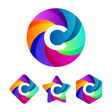 Vector Illustration Abstract Letter Gradient Colorful Style.	
