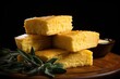 Traditional Native American cornbread preparation isolated on a gradient background 