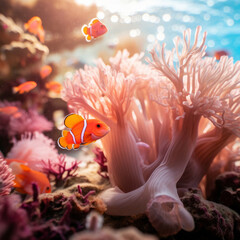 Wall Mural - Underwater scenery. Life underwater. Fish swimming. Tropical coral reefs.