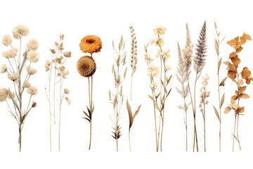 White background with lovely dry flower decor banner design
