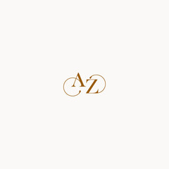 luxury design AZ letter initial logo with elegant line concept