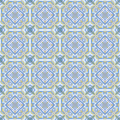 Naklejka na meble Blue-yellow seamless pattern with geometric shapes