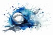 Blue watercolor baseball art with abstract sport painting. Illustrative sport print with artistic watercolor decoration for walls. Generative AI