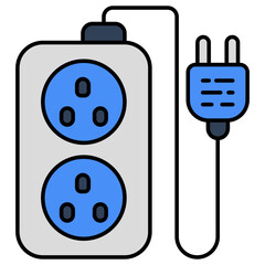 Wall Mural - A flat design icon of extension cord