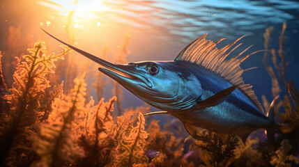 Wall Mural - Underwater shot of fish. Beautiful nature underwater world concept.