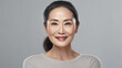 © Alex - Beautiful aging mature asian woman with long gray hair and happy smiling. AI Generative