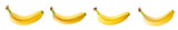 Set of realistic ripe yellow banana fruits, isolated on a transparent background. PNG cutout or clipping path.