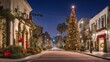 Christmas decorated street in beverly hills in nature.

