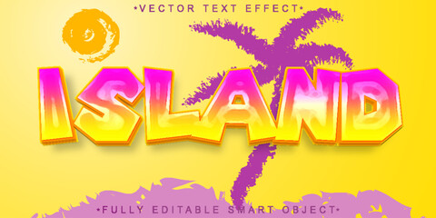 Poster - Cartoon Colorful Island Vector Fully Editable Smart Object Text Effect