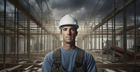 Canvas Print - Civil engineer or professional building constructor on a construction site