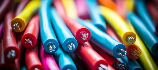 Poster - Colorful internet cable. Generative AI technology.