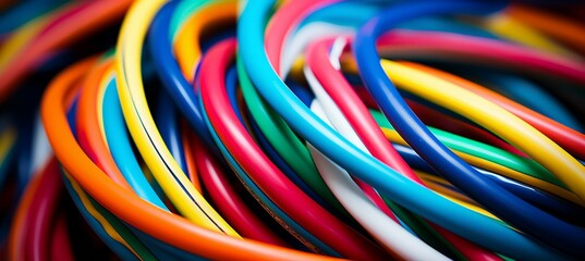 Poster - Closeup colorful cable. Generative AI technology.	
