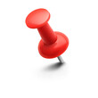 © realstockvector - Hight realistic red push pin mockup with transparent shadow. Illustration ready for your design.