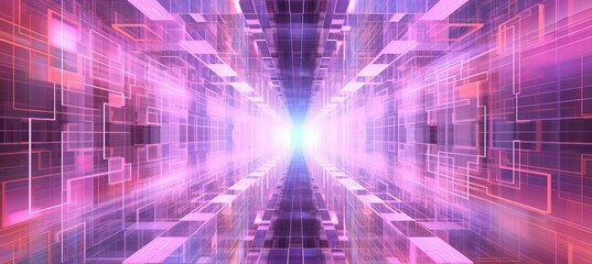 Fototapete - Digital virtual space technology background. Generative AI technology.