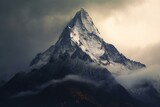 Fototapeta Góry - Photograph of a majestic mountain peak. Generative AI