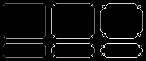 Wall Mural - vector frames on black background. blackboard with chalk sign and border frames. elegant vintage ban