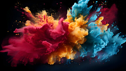 Wall Mural - colorful powder mix splash,generated by ai