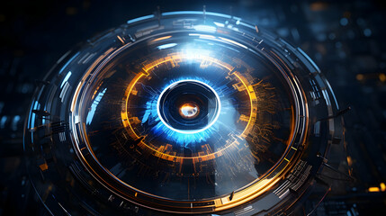 Wall Mural - illustration of a technological eye, close up, future concept,generated ai.