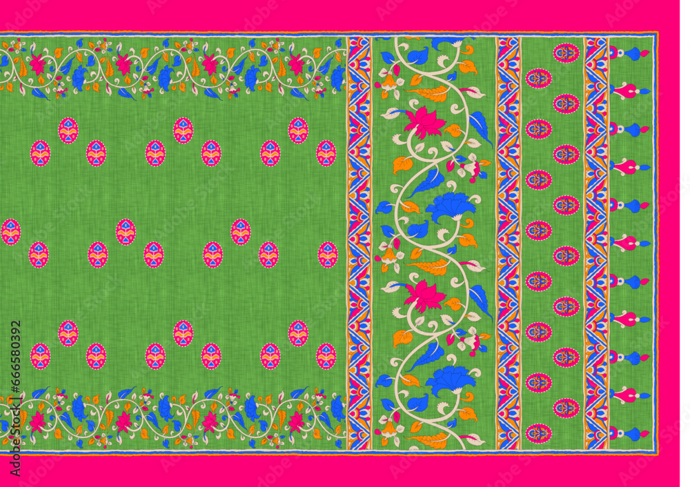 Vector Sari Pattern Design indian textile sari design for printed Stock Vector | Adobe Stock