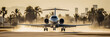 AI generative image of private jet plane taking off from a runway