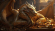 dragon sleeping on a golden treasure Generative AI