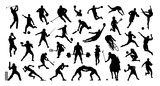 Fototapeta Pokój dzieciecy - Big set of sports silhouettes. Sport people on white. High detail. Vector illustration.