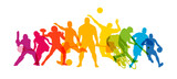 Fototapeta Pokój dzieciecy - Colorful concept of sports silhouettes. Sport people on white. High detail. Vector illustration.