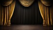Empty background - Theater stage with black gold velvet curtains